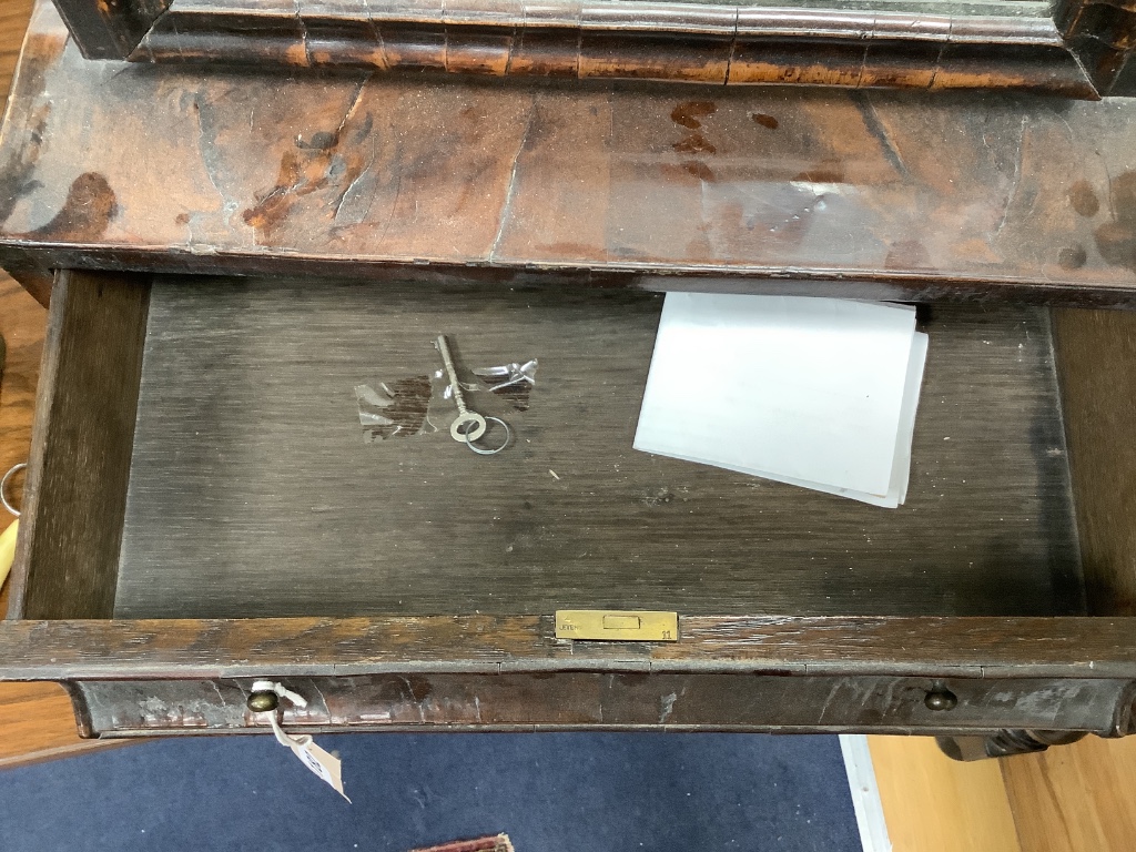 An 18th century walnut toilet mirror, width 44cm height 66cm